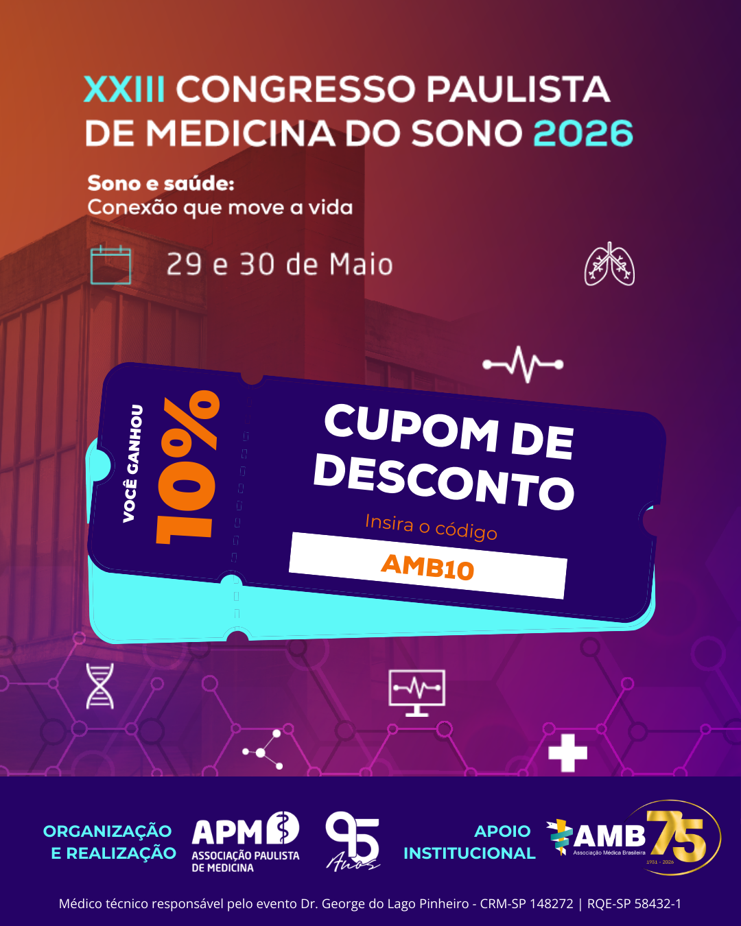 29 a 30/05 - XXIII Congresso Paulista de Medicina do sono 2026 3 sono 26 AMB cupom feed