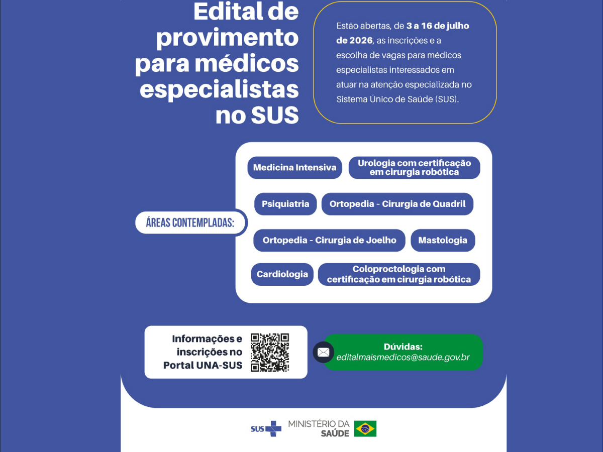 Edital de provimento para medicos especialistas no SUS 1